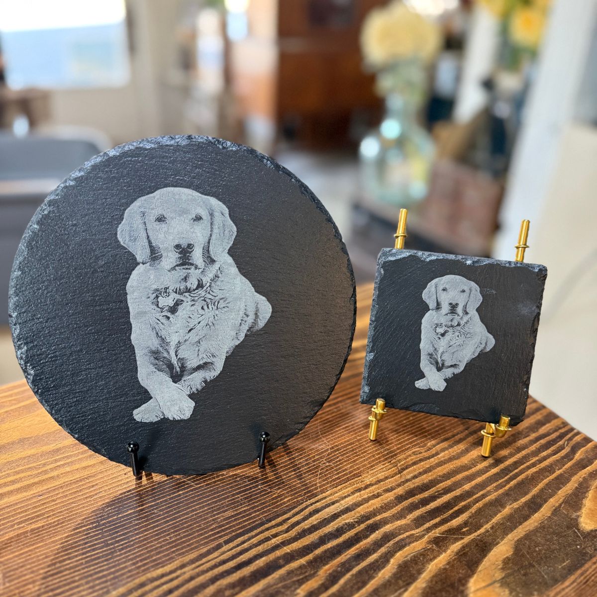 Custom Photo Engraved Pet Memorial - Slate Plaque