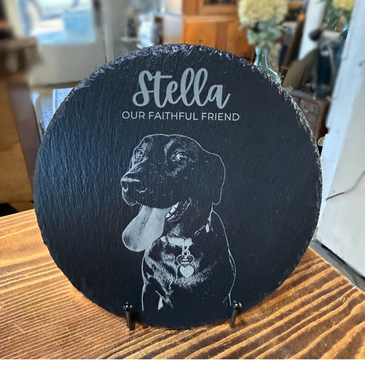 Custom Photo Engraved Pet Memorial - Slate Plaque